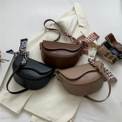 Saddle Small Shoulder Crossbody Women Wide Strap Ladies Handbags