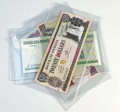 Paper Money Holder 5Pcs Clear Hard Plastic Clip Notes Bills Sleeve Bag 105x180mm