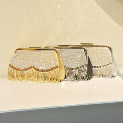 Women's Evening bag Clutch Bags Wedding Lock Bag Chain Tassel Shoulder Bags