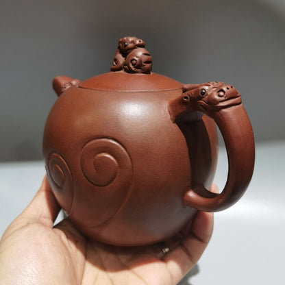 Vintage Chinese Yixing Purple Clay Teapot Zisha Ceremony Carving Dragon Teaware