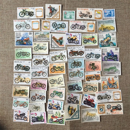 Motorcycles Stamps Unused Postmark Postage Collections Different NO Repeat 50Pcs