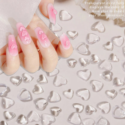 Nail Art Decals 20-100Pcs 3D Heart Charms Clear Acrylic DIY Manicure Accessories