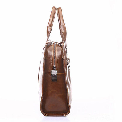 Men's Business Bag Travel Package Leather Briefcase Laptop Bag Shoulder Work Bag