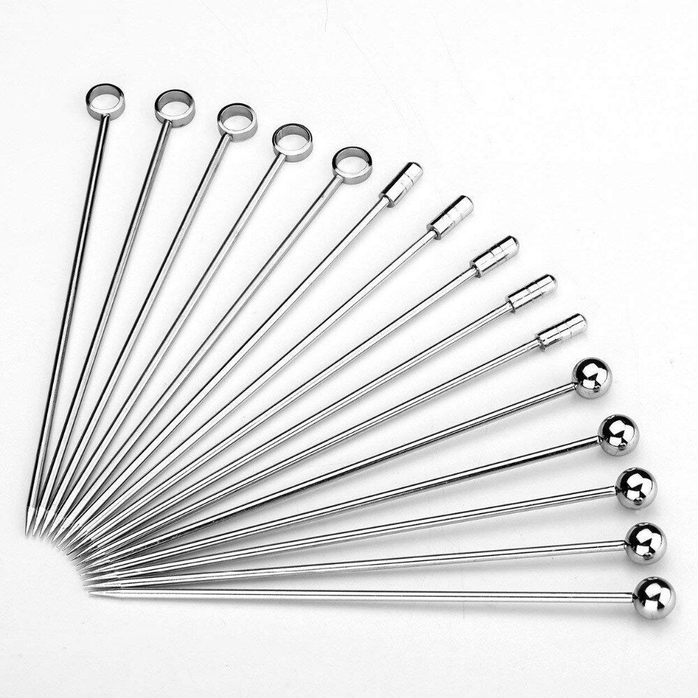 Cocktail Picks Fruit Sticks Bar Tool Drink Stirring Martini Accessory 11cm Metal