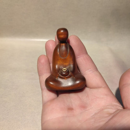 vintage wooden ornaments miniature item Boxwood carved children buddha Statue