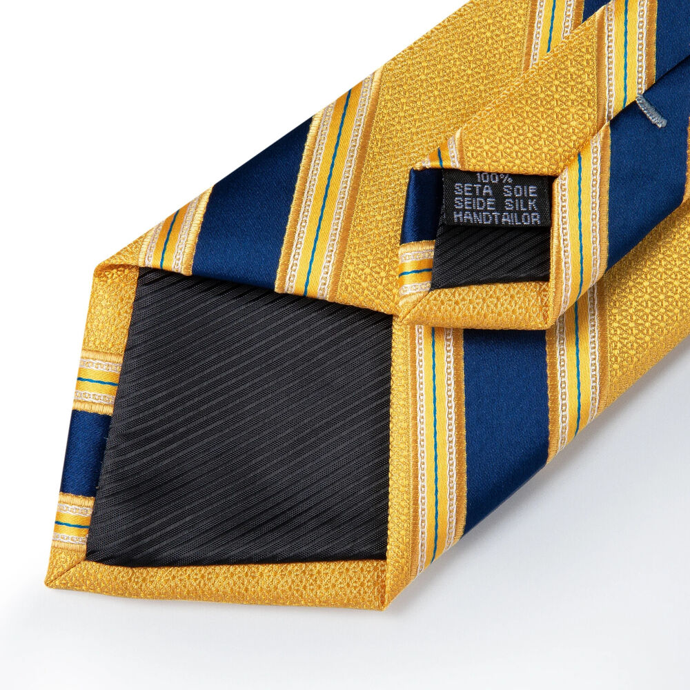 Men Necktie 3Pcs Luxury Striped Ties Cufflinks Pocket Square Wedding Accessories