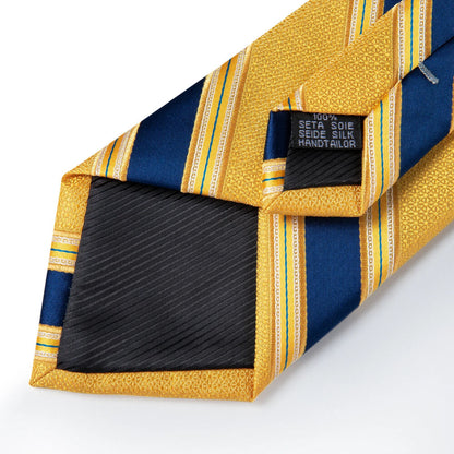 Men Necktie 3Pcs Luxury Striped Ties Cufflinks Pocket Square Wedding Accessories