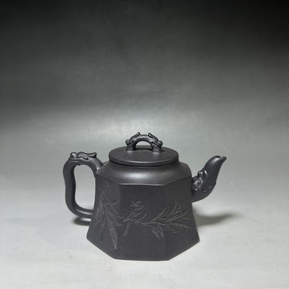 vintage chinese yixing purple clay teapot zisha ceremony carving Collectible art