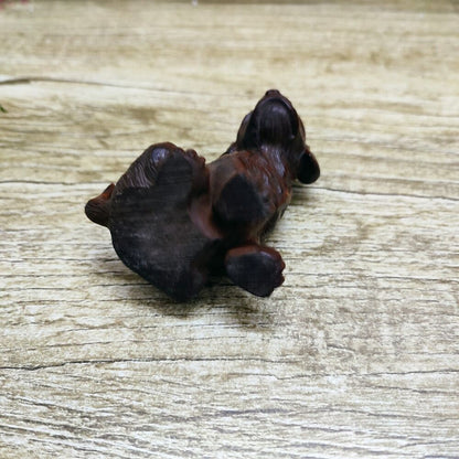 vintage chinese carved wood Faithful dog statue wooden Boxwood pet gift souvenir