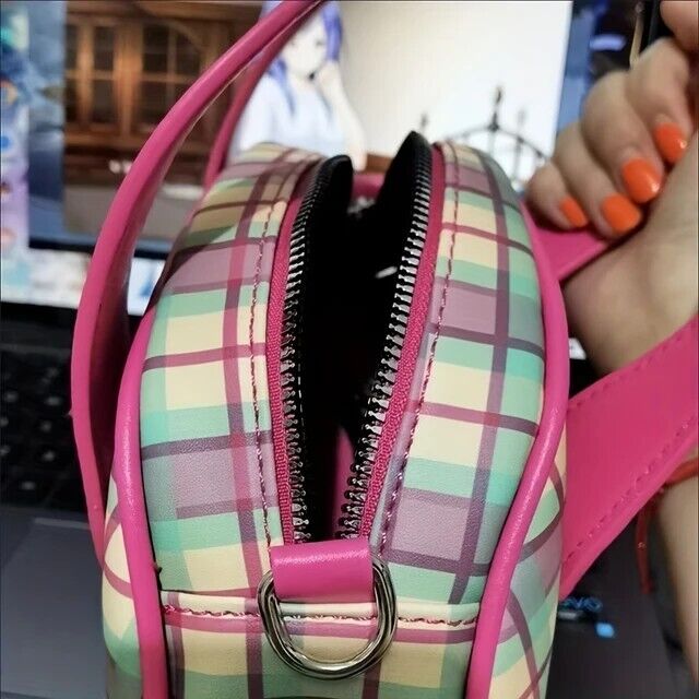 Cute Women’s Bowling Plaid PU Leather Crossbody Tote Bag Messenger Travel Gift