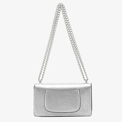 Women's Small Handbag Silver Party Chain Evening Bag Crossbody