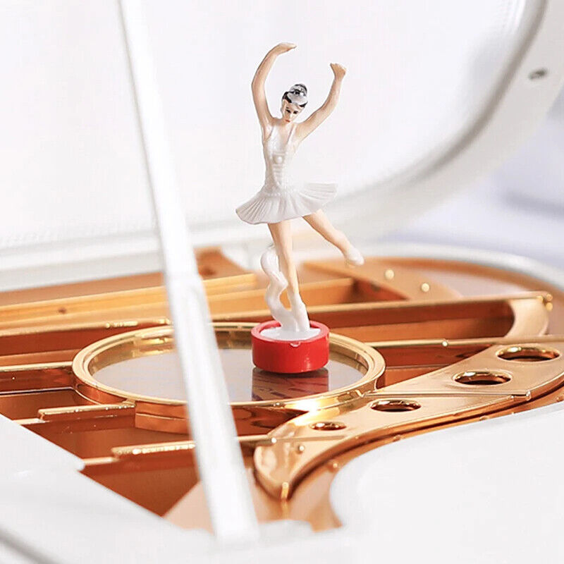 Music Box Plastic Piano Model Dancing Ballerina Classic Birthday Gift 13x12x16cm