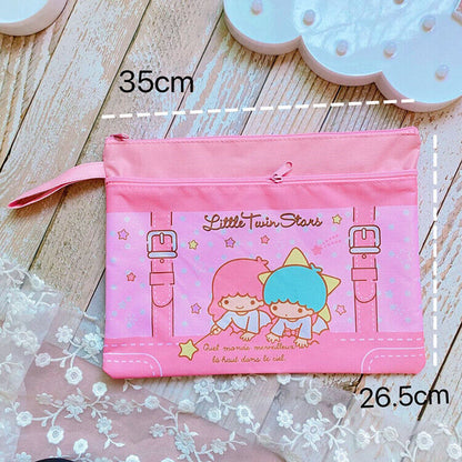 Cute Cartoon File Bag, Canvas A4 Double-Layer Tutoring Bag, Information Bag