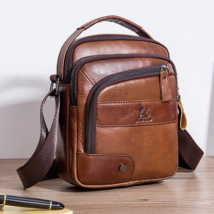 100% Genuine Leather Men's Sling Shoulder Bag Vintage Crossbody Bag Handbag