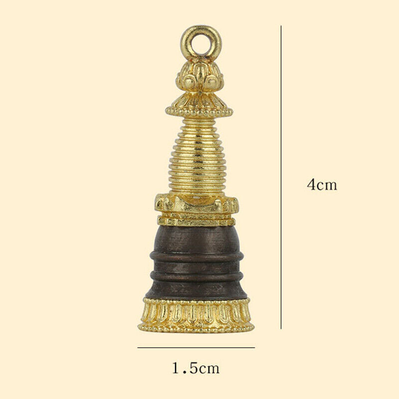 Statue Pagoda Brass Stupa Tower Buddhism Sculpture Pendant Charms Model Decor 1x