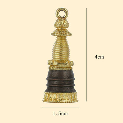 Statue Pagoda Brass Stupa Tower Buddhism Sculpture Pendant Charms Model Decor 1x