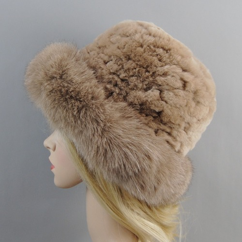 Women Winter Hat Luxury Rabbit Fur Hats Fur Cap Beanies Pink Warm Soft Fur Hat