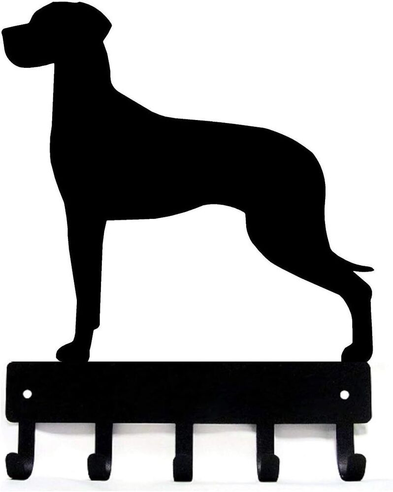 Great Dane (Natural Ears) Dog-Key Hooks & Keychain Holder- 6 inch Metal Wall Art