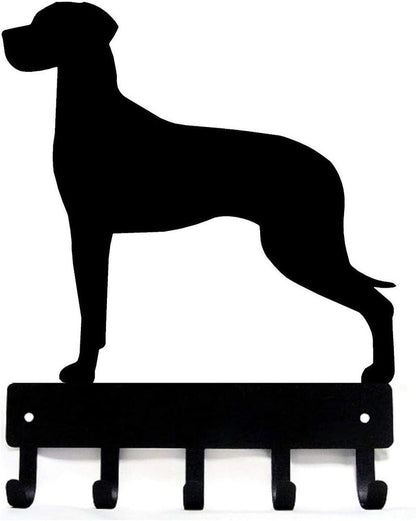 Great Dane (Natural Ears) Dog-Key Hooks & Keychain Holder- 6 inch Metal Wall Art
