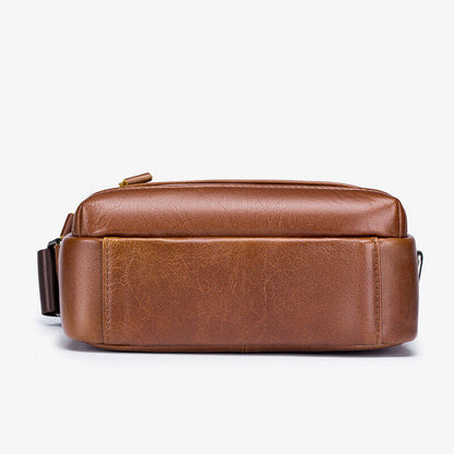 100% Genuine Leather Men's Sling Shoulder/Messenger Bag Business Zipper Handbag