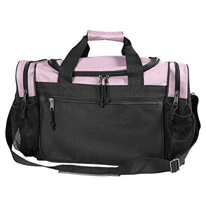 DALIX 17" Duffle Travel Bag with Front Mesh Pockets in Pink Medium,