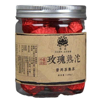 Puerh Tea Cans Rose Puer 100g Small Tuocha Ripe Tea Yunnan Natural Rose-
