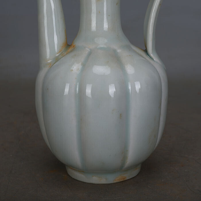 China Song Dynasty Hutian Kiln Blue Glazed Gourd Ridge Neck Porcelain Pot