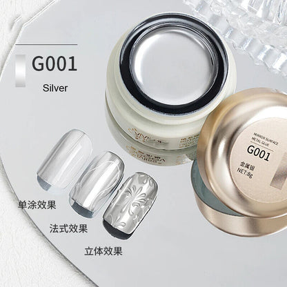 Nail Polish 8ml Jars Silver Gold Mirror Metallic Lacquer UV Gels Soak Off Paints