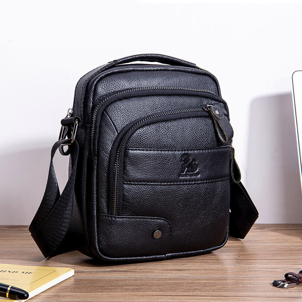100% Genuine Leather Men's Sling Shoulder Bag Vintage Crossbody Bag Handbag