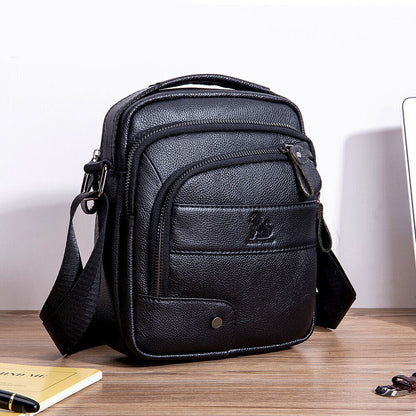 100% Genuine Leather Men's Sling Shoulder Bag Vintage Crossbody Bag Handbag