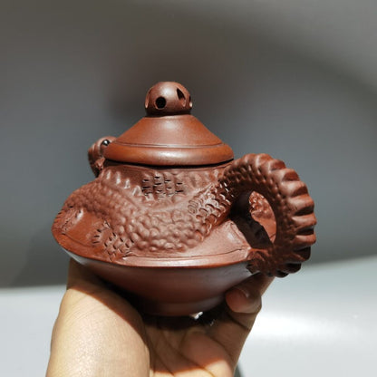 Vintage Chinese Yixing Purple Clay Teapot Zisha Ceramic Carving Dragon Teaware