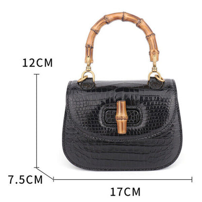 Handcrafted Real SiameseCrocodile Skin Leather Luxury Womens Small Handbag Black