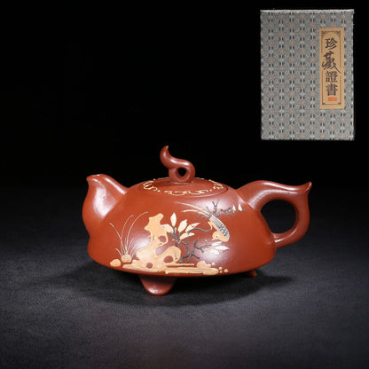 Chinese Yixing Zisha Clay Handmade Exquisite Teapot （飞鸿 底款：汪寅仙）