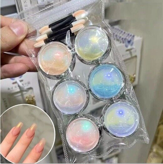 Nail Art Powder Chrome Metallic Mirror Pigments Iridescent Pearl Glitters Decors
