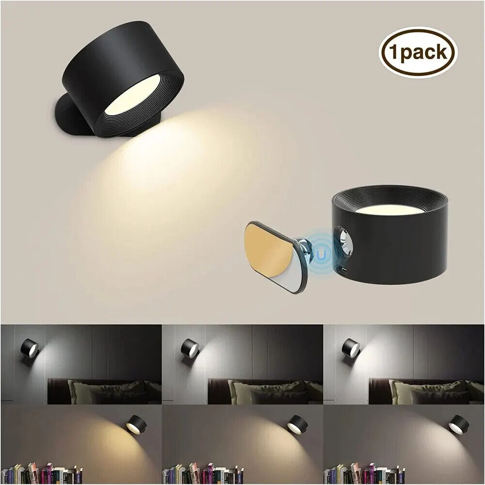 LED Wall Light USB Rechargeable 360° Magnetic Ball Rotate Dimmable Touch Control