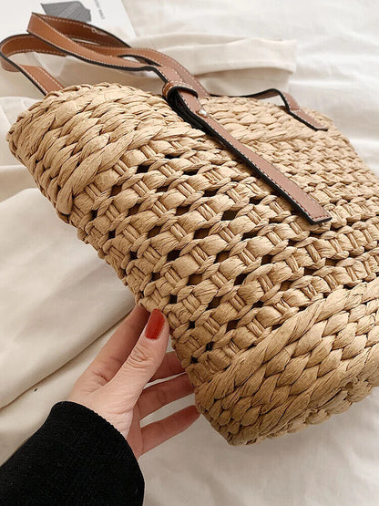 Summer Straw Beach Tote Bags for Women Handbag Basket Shoulder Bag