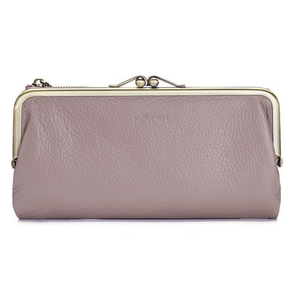 Classic Wallet Long Clutch Genuine Leather Wallet Large Coin Bag Vintage Buckle