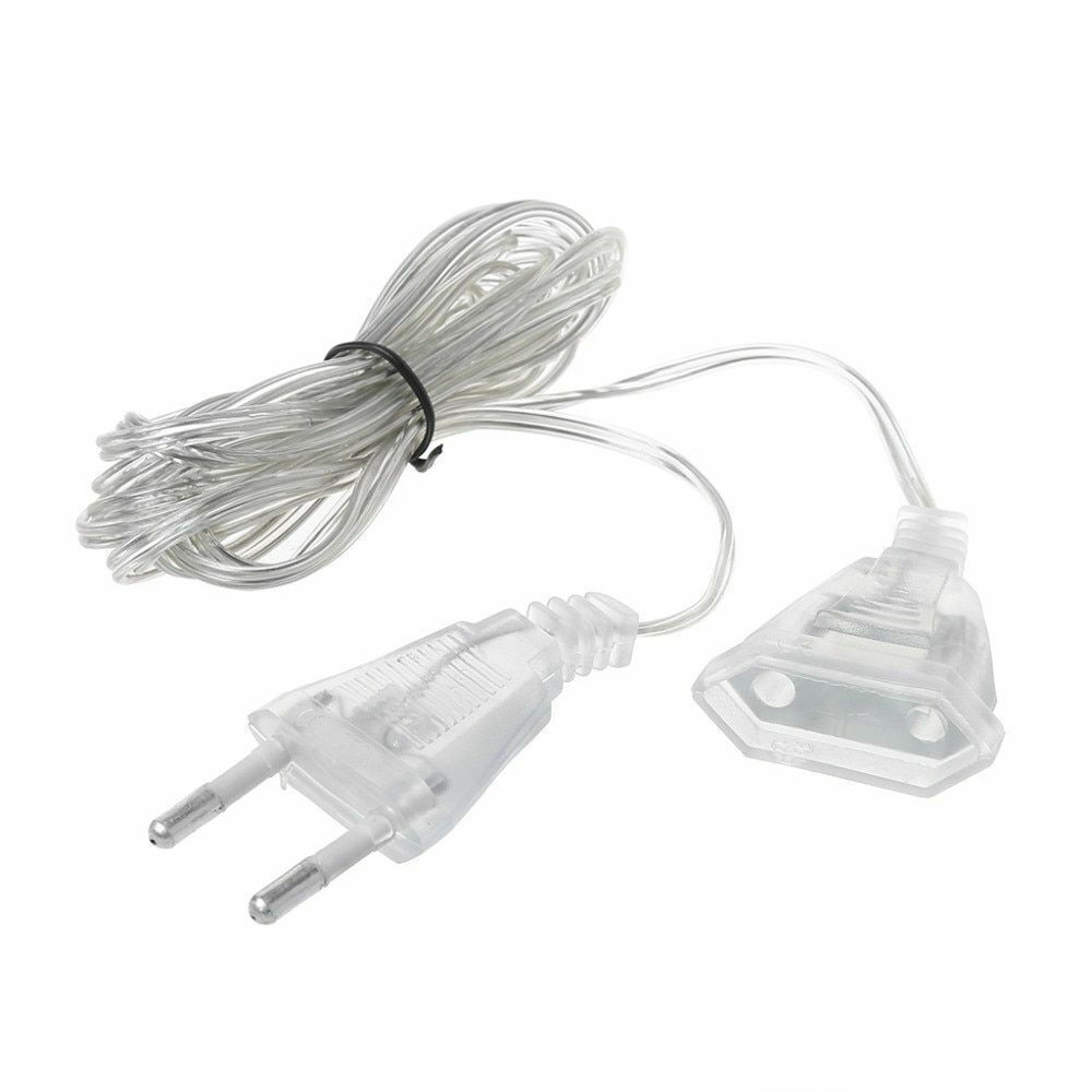 Transparent Standard Power Extension Cord Wire 3/5M EU US Cable LED String Light