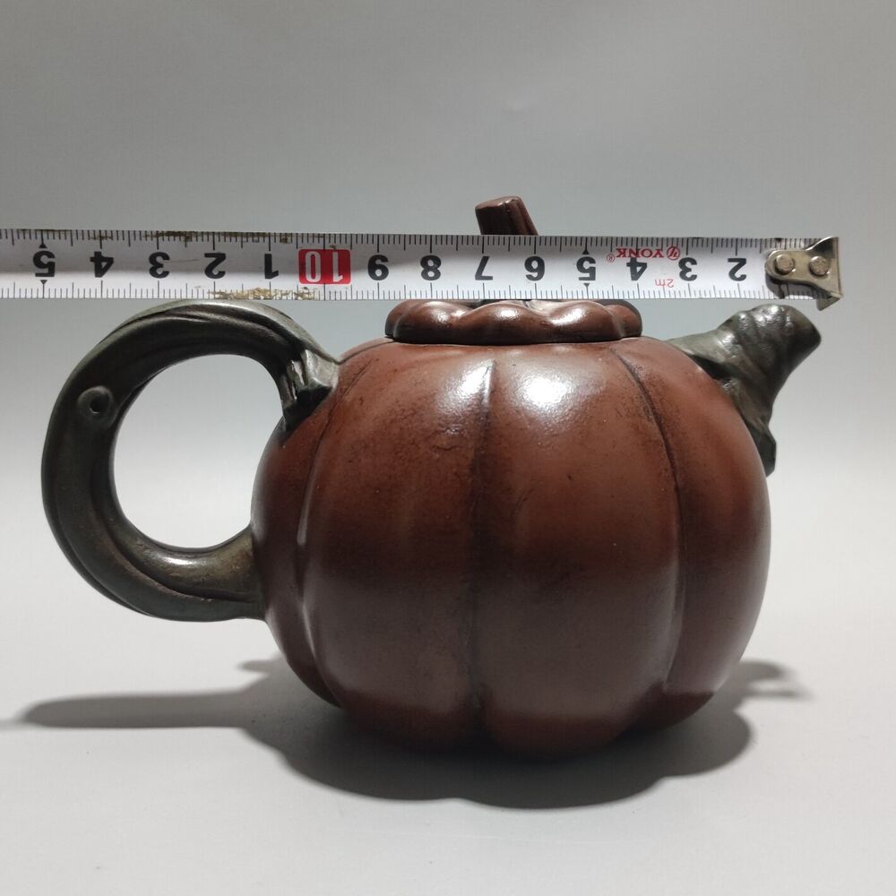 Vintage Chinese Yixing Purple Clay Teapot Zisha Ceremony Ceramic Pumpkin Teaware
