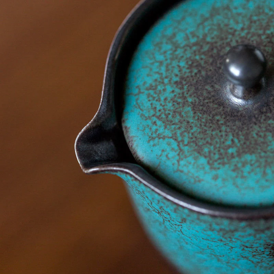 Green Ceramic Kyusu Teapot Pottery Tea Pot 175ml