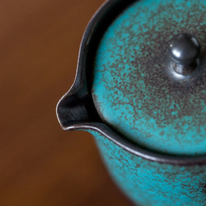 Green Ceramic Kyusu Teapot Pottery Tea Pot 175ml