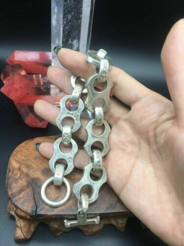 Asian old miao silver hand cast cool statue bracelet jewel gift