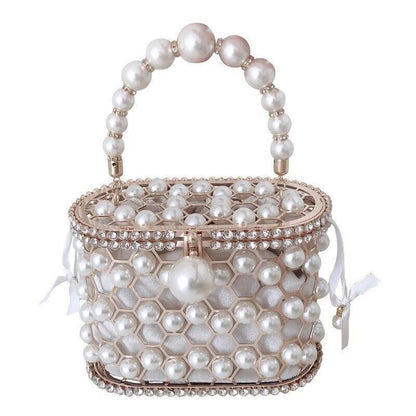 Pearl Handbag and Purses Women Wedding Party Clutch Bag Handle Evening Bags