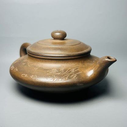 Chinese Yixing Purple Clay Teapot Zisha Ceramic Landscape Teaware Collection Art