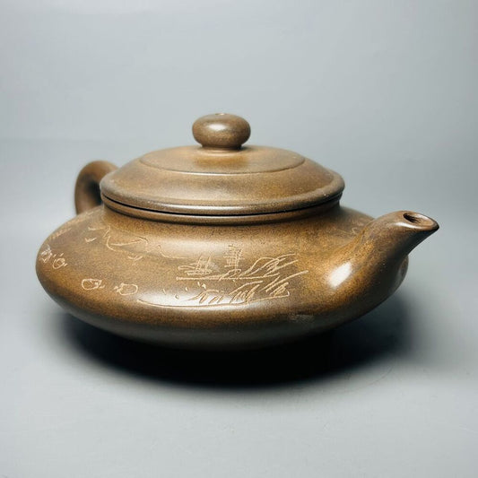 Chinese Yixing Purple Clay Teapot Zisha Ceramic Landscape Teaware Collection Art