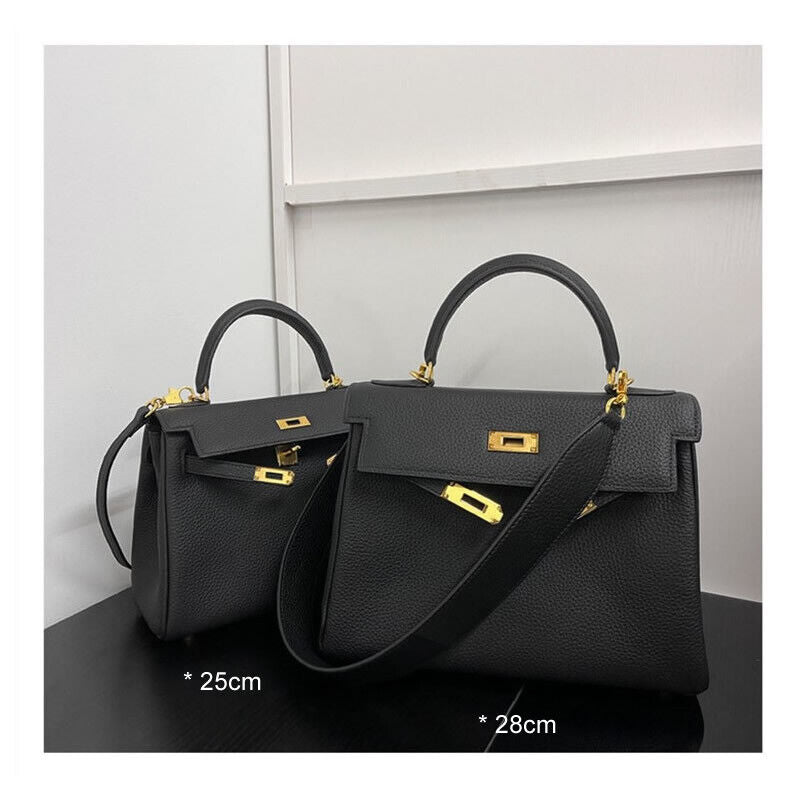 25/28) Real Leather Small Flap Briefcase Tote Shoulder Bag Purse Handbag Fashion