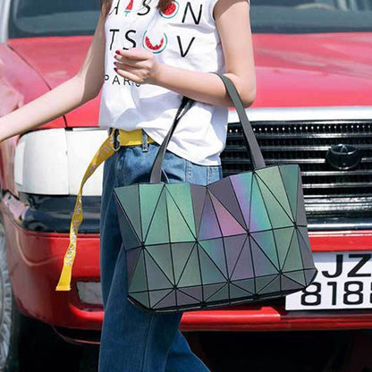 Color Changing Handbags Night Luminous Rhombus Geometric Bag Shoulder Purse 1 PC