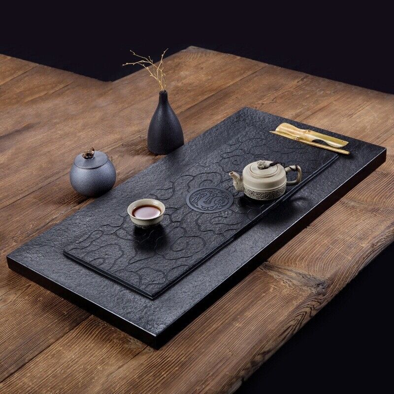 dragon design tea tray black stone heavy multi size serving tray for tea set new