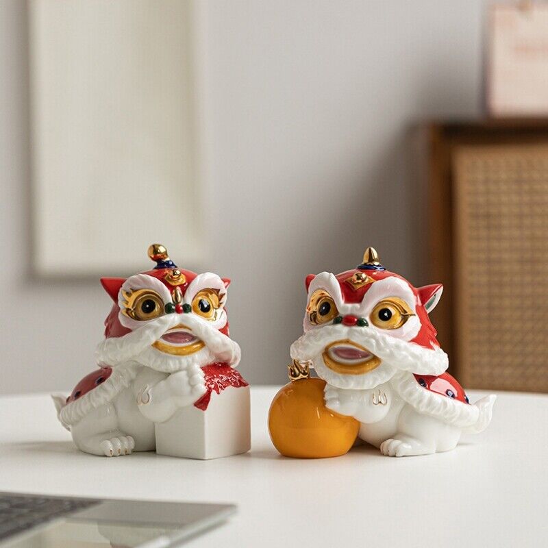 one piece porcelain lion tea pet Chinese ornament mascot house warming gift new
