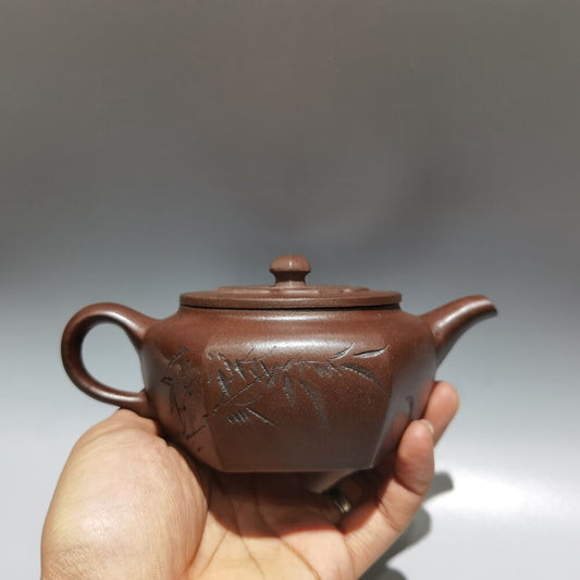 vintage China yixing purple clay teapot zisha ceremony bamboo teaware collection